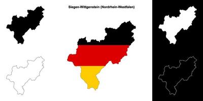 Siegen-Wittgenstein, Nordrhein-Westfalen blank outline map set vector