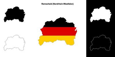 Remscheid, Nordrhein-Westfalen blank outline map set vector