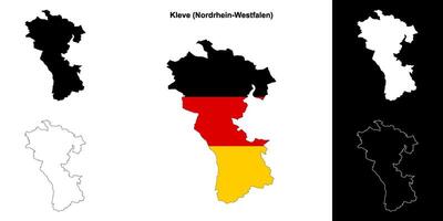 kleve, Renania del Norte-Westfalen blanco contorno mapa conjunto vector