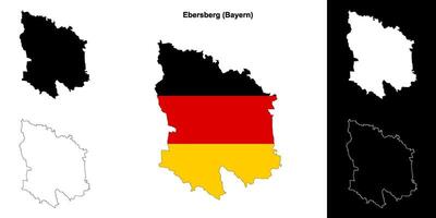 Ebersberg, Bayern blank outline map set vector