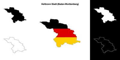 Heilbronn ciudad, baden-würtenberg blanco contorno mapa conjunto vector