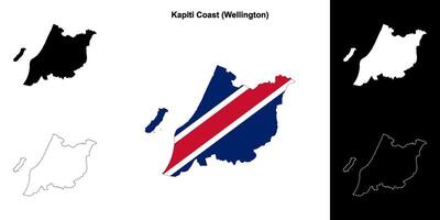 Kapiti Coast blank outline map set vector