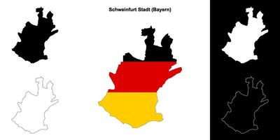 Schweinfurt Stadt, Bayern blank outline map set vector