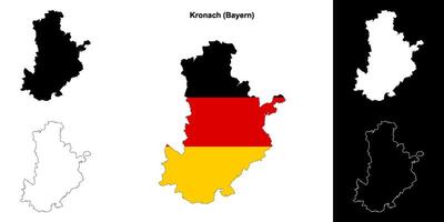 Kronach, Bayern blank outline map set vector