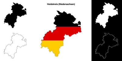 Heidekreis, Niedersachsen blank outline map set vector