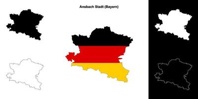 Ansbach Stadt, Bayern blank outline map set vector