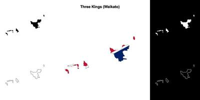 Three Kings blank outline map set vector