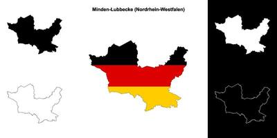 Minden-Lubbecke, Nordrhein-Westfalen blank outline map set vector