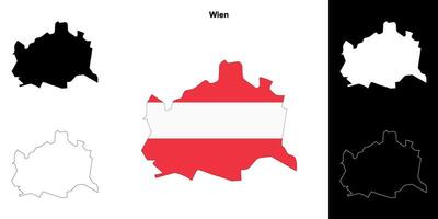 Wien state outline map set vector