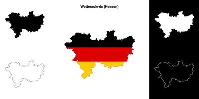 Wetteraukreis, Hessen blank outline map set vector