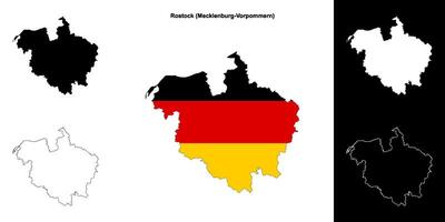 Rostock, Mecklenburg-Vorpommern blank outline map set vector