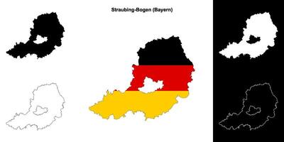 Straubing-Bogen, Bayern blank outline map set vector