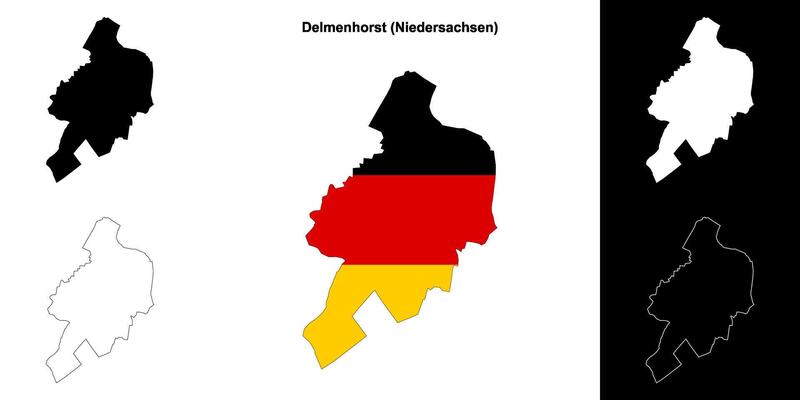 Delmenhorst, Niedersachsen blank outline map set
