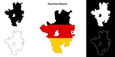 Rosenheim, Bayern blank outline map set vector