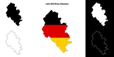 Lahn-Dill-Kreis, Hessen blank outline map set vector