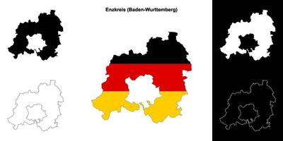 Enzkreis, Baden-Wurttenberg blank outline map set vector