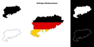 Gottingen, Niedersachsen blank outline map set vector