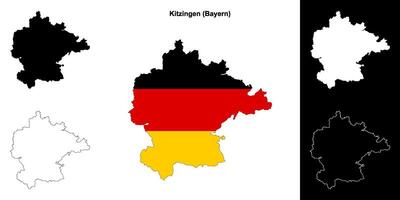 Kitzingen, Bayern blank outline map set vector