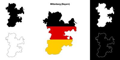 Miltenberg, Bayern blank outline map set vector