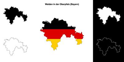 Weiden in der Oberpfalz, Bayern blank outline map set vector