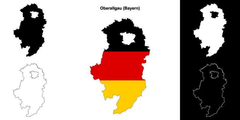 Oberallgau, Bayern blank outline map set