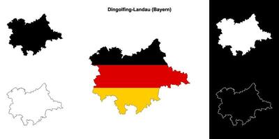 dingolf-landau, bayern blanco contorno mapa conjunto vector