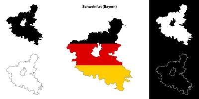 Schweinfurt, Bayern blank outline map set vector