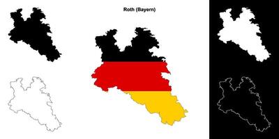 Roth, Bayern blank outline map set vector