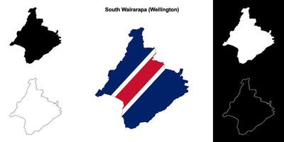 South Wairarapa blank outline map set vector