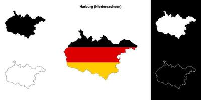 Harburg, Niedersachsen blank outline map set vector