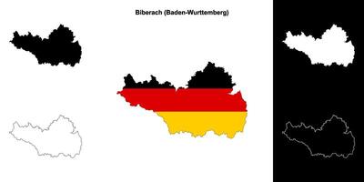 Biberach, Baden-Wurttenberg blank outline map set vector