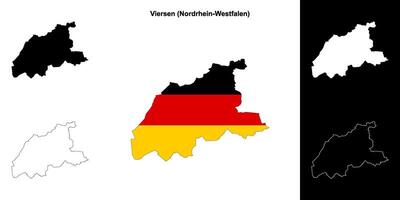 Viersen, Nordrhein-Westfalen blank outline map set vector