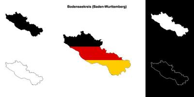Bodenseekreis, Baden-Wurttenberg blank outline map set vector
