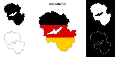 Landshut, Bayern blank outline map set vector