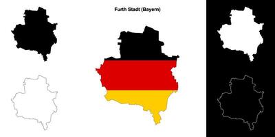 Furth Stadt, Bayern blank outline map set vector