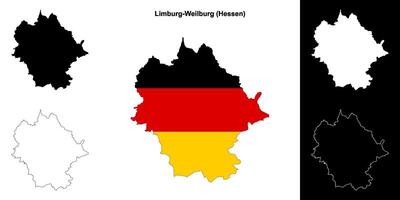 Limburg-Weilburg, Hessen blank outline map set vector