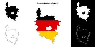 Amberg-Sulzbach, Bayern blank outline map set vector
