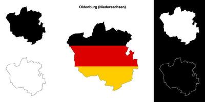 Oldenburg, Niedersachsen blank outline map set vector