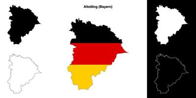 Altotting, Bayern blank outline map set vector