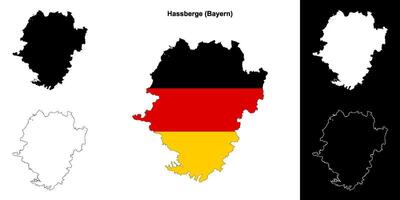 Hassberge, Bayern blank outline map set vector