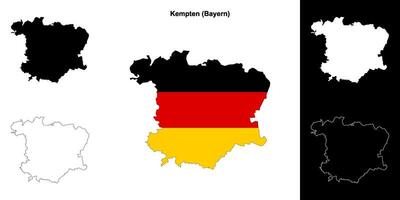 Kempten, Bayern blank outline map set vector