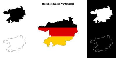 Heidelberg, Baden-Wurttenberg blank outline map set vector