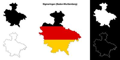 Sigmaringen, Baden-Wurttenberg blank outline map set vector