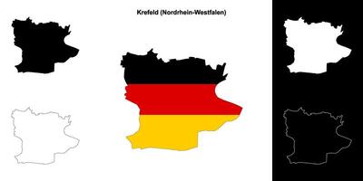 Krefeld, Nordrhein-Westfalen blank outline map set vector