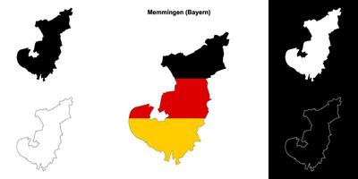 Memmingen, Bayern blank outline map set vector
