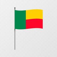 Benin national flag on flagpole. illustration. vector