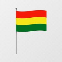 Bolivia national flag on flagpole. illustration. vector