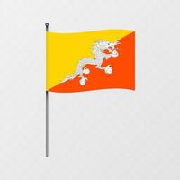 Bután nacional bandera en asta de bandera. ilustración. vector