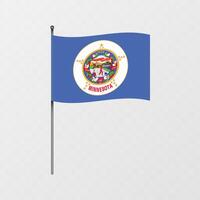 Minnesota estado bandera en asta de bandera. ilustración. vector