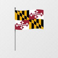 Maryland state flag on flagpole. illustration. vector